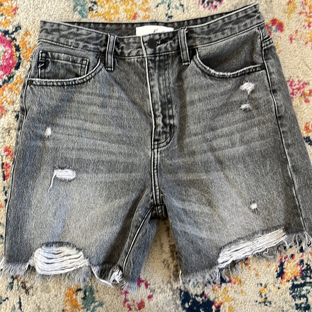 KanCan Distressed Gray Jean Shorts